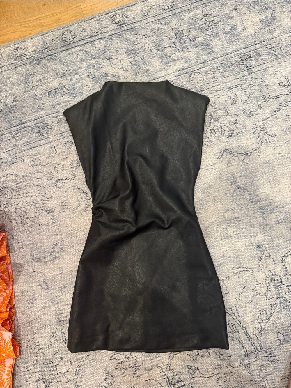 Zara Black Faux Leather Mini Dress